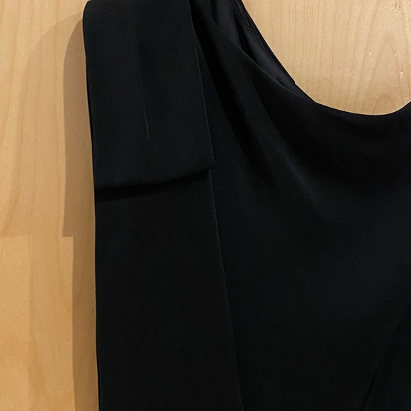 LAUNDRY BY SHELLI SEGAL BLACK ONE SHOULDER BOW COCKTAIL DRESS - Picture 8 of 13